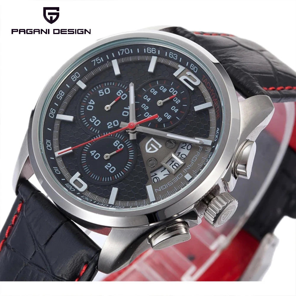PAGANI DESIGN Military Style Quartz Leather Watch 2024 PD 3306