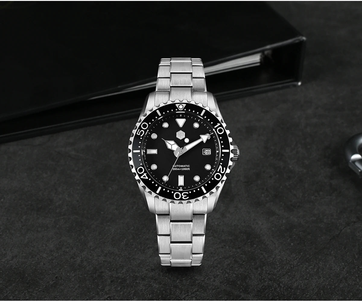 SAN MARTIN Automatic Diver Watch Enamel Dial 300m SN0009GD