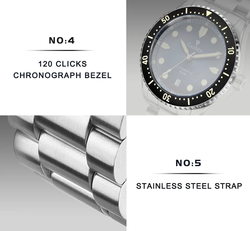 CADISEN Automatic Mechanical Sapphire Week Display Watch C8245