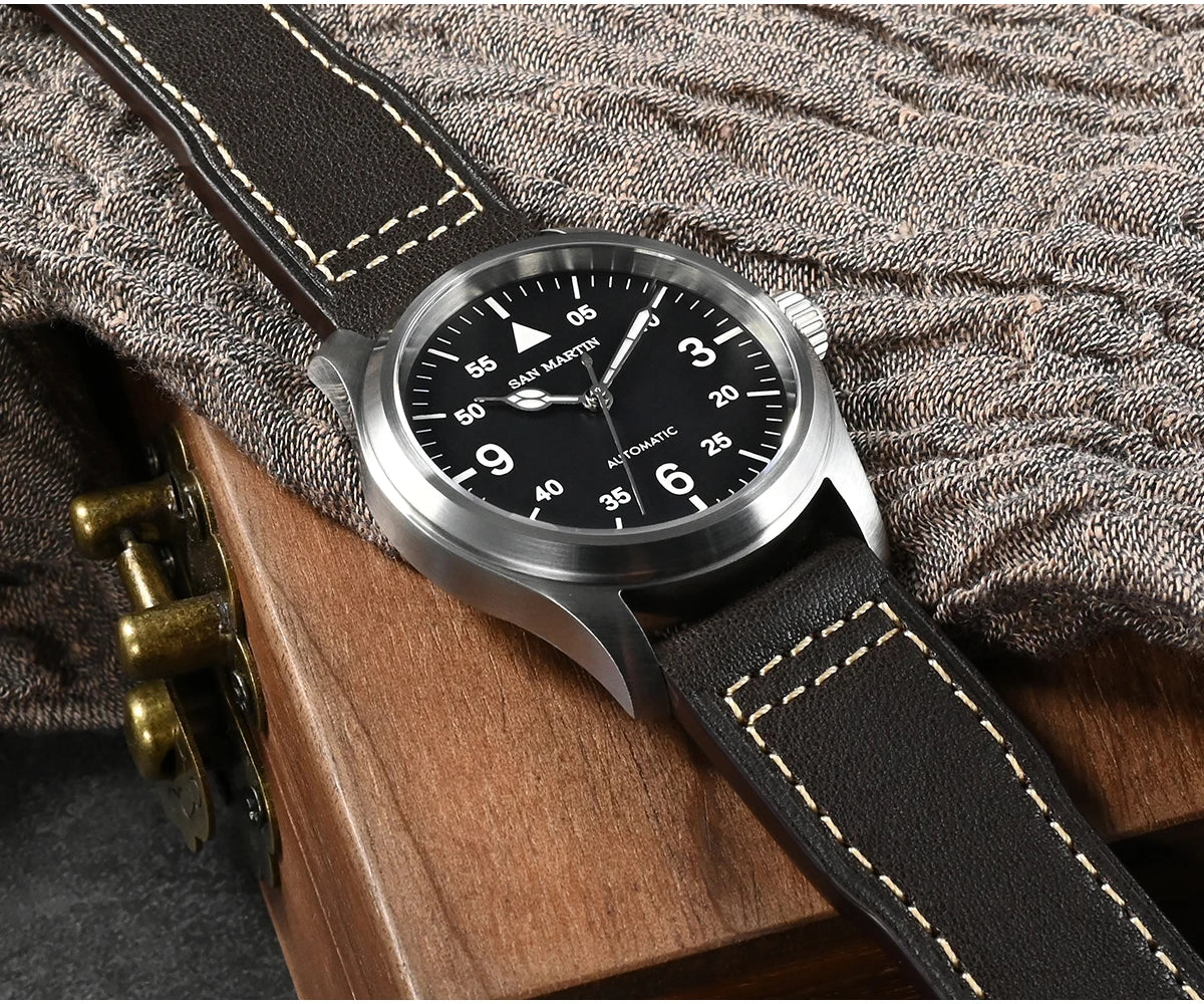SAN MARTIN Pilot Automatic Mechanical Watch Miyota 8215 37mm