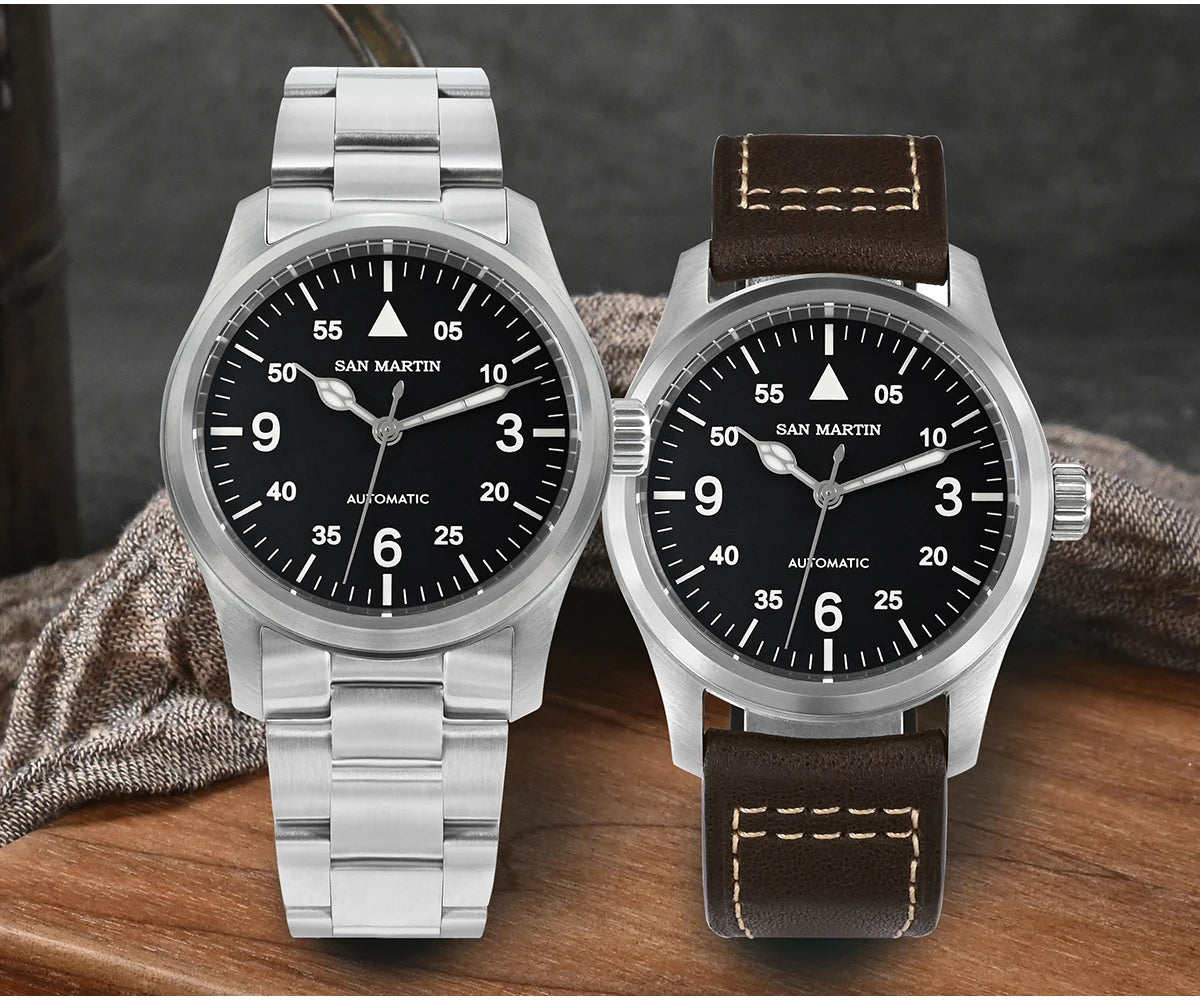SAN MARTIN Pilot Automatic Mechanical Watch Miyota 8215 37mm