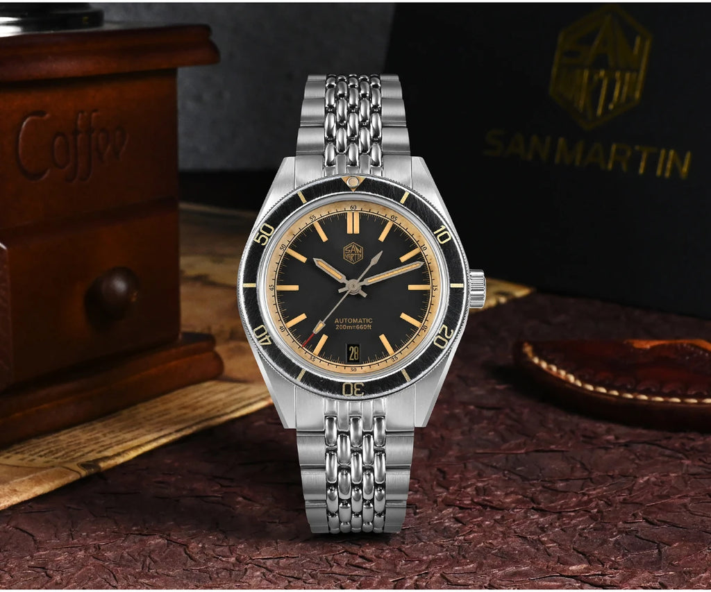 SAN MARTIN Vintage Distressed Automatic Dive Watch NH35 SN0116