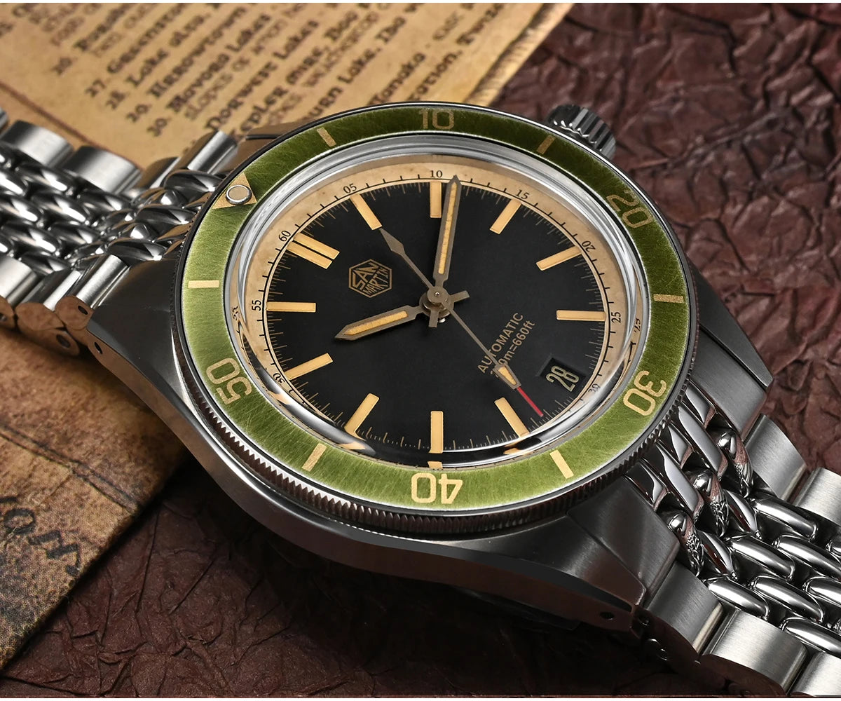 SAN MARTIN Vintage Distressed Automatic Dive Watch NH35 SN0116