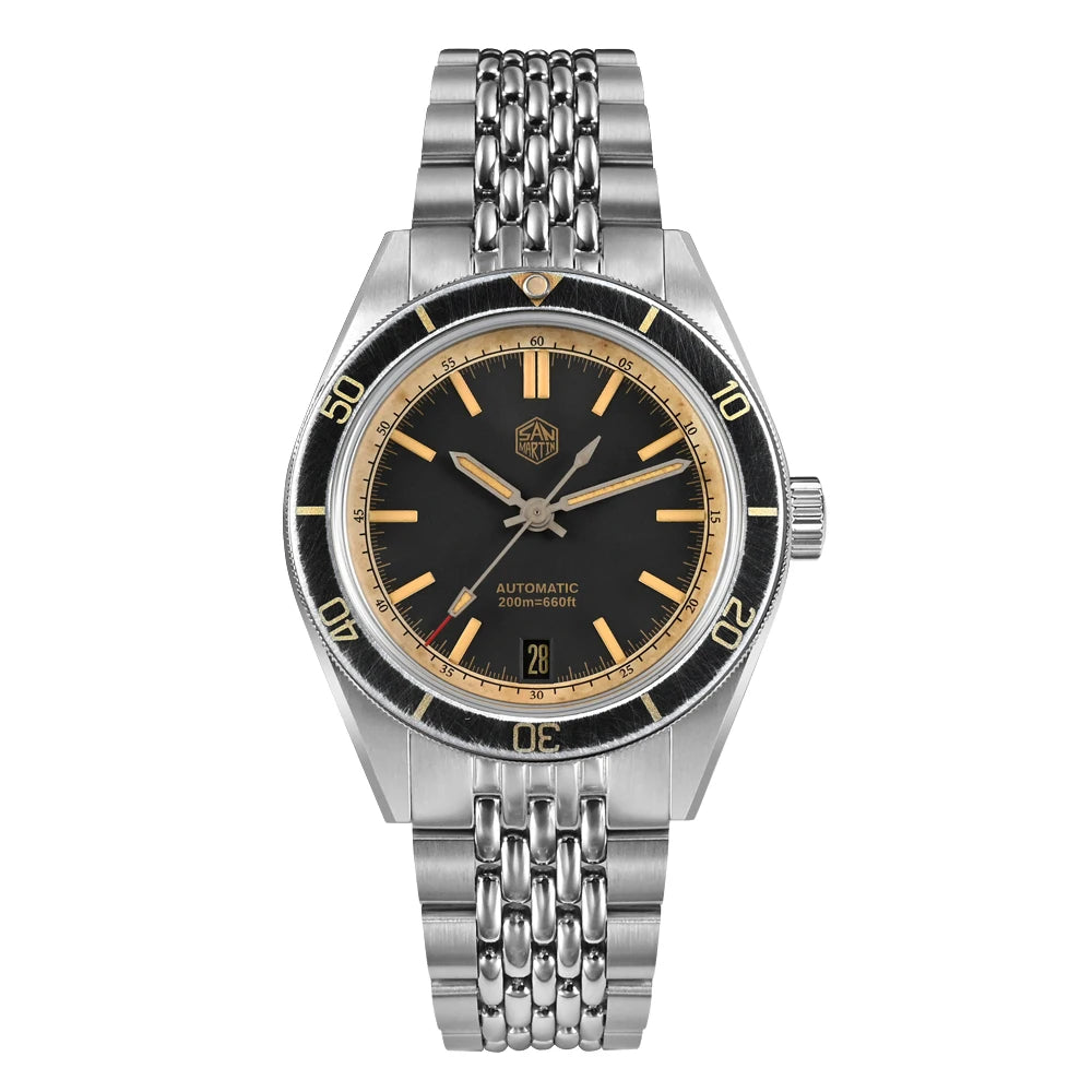 SAN MARTIN Vintage Distressed Automatic Dive Watch NH35 SN0116
