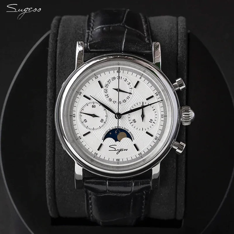 SUGESS Mechanical Chronograph Moonphase Calendar Watch ST1908