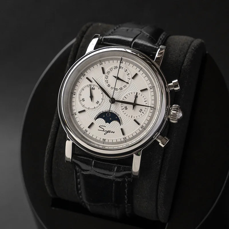 SUGESS Mechanical Chronograph Moonphase Calendar Watch ST1908