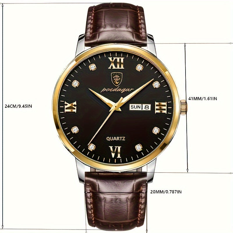 POEDAGAR Business Style Men's Wrist Watch - Swiss Quartz Movement